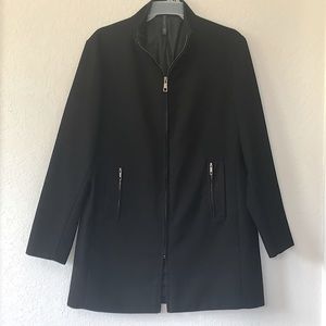 Zara Man Black Stand-Up Collar Overcoat